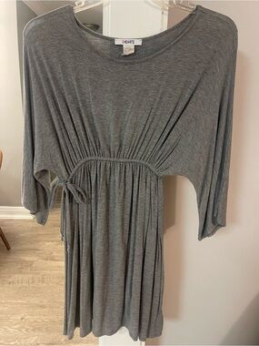 2Hearts Gray Long Sleeve Gathered-Waist Women's Dress
